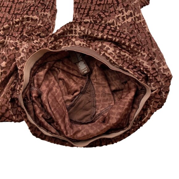 Skims Velvet Flare Legging Pant 2XS XXS Chestnut Brown Allover Logo Print Sheer - Picture 4 of 11